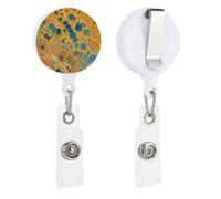 Green Marble Pattern Badge Reel, Rotatable & Retractable Name Badge Holder Reel with Metal Clip, Nylon Cord ID Holder for Teacher, Nurse, Office Worker