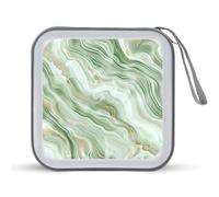 Green Marble Pattern Portable CD Case Holder 48 Capacity Travel DVD Storage Boxs Wallet Bag