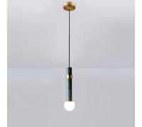 Green Marble Pendant Light with Milk Glass Globe - Long Linear Ceiling Hanging Lamp - White Natural Stone Mini Chaner - Farmhouse Foyer Lighting for Bedroom Dining Room
