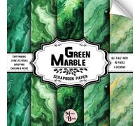Green Marble Scrapbook Paper: Double Sided Sheets | Stone Texture for Card Making, Origami, Collage, Junk Journals, and Various DIY Craft Projects | 8.5" x 8.5" (21.59 x 21.59 cm)
