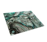 Green Marble Teal Glass Chopping Board Kitchen Worktop Saver Protector