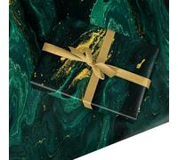 Green Marble Wrapping Paper - Emerald Elegant Recyclable Gift Wrap for Birthdays, Weddings & Special Occasions - Luxury Contemporary Present Paper - Made in the UK by Dyefor - 6 Sheets (50cm x 70cm)