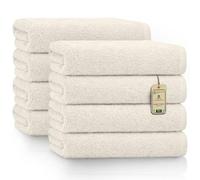 NatureMark Pack of 8 Terry Hand Towels 50 x 100 cm 100% Cotton Natural White