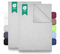 GREEN MARK Textiles Classic Flat Bed Sheets -2 Pack 100% Cotton, Soft, Breathable, Durable, No Elastic - Silver Grey - 150 x 250 cm