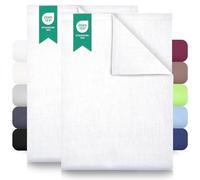 Pack of 2 Cloth/Bed Sheet/250X150 Cm White Green Mark Textiles 100% Cotton Woven.