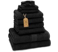GREEN MARK Textilien 10-Piece Terry Towel Set, Black