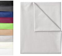 GREEN MARK Textilien Classic Bed Sheet - Flat Sheet Made of 100% Cotton, No Rubber, Skin-Friendly, Easy Care, Washable at High Temperatures, Silver Grey, 240 x 275 cm