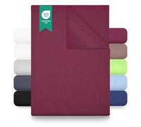 GREEN MARK Textilien Classic Flat Sheet Cotton - 100% Cotton Flat Sheet, No Elastic, Soft, Breathable, Easy Care - Burgundy Red - 150 x 250 cm