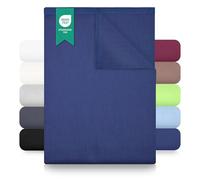 GREEN MARK Textilien Classic Flat Sheet Cotton - 100% Cotton Flat Sheet, No Elastic, Soft, Breathable, Easy Care - Navy Blue - 240 x 275 cm