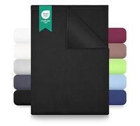 GREEN MARK Textilien Classic Flat Sheet Cotton - 100% Cotton Flat Sheet, No Elastic, Soft, Breathable, Easy Care - Black - 240 x 275 cm