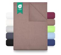 GREEN MARK Textilien Classic Flat Sheet Cotton - 100% Cotton Flat Sheet, No Elastic, Soft, Breathable, Easy Care - Sand/Beige - 240 x 275 cm