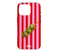 Green Martini Olives Pink Red Stripes Design Case for iPhone 16 Pro