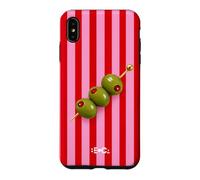 Green Martini Olives Pink Red Stripes Design Case for iPhone XS Max