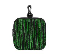 Green Matrix, Coin Purse Square Zipper Storage Bag, Change Pouch with Lobster Buckle Clasp Buckle, Change Purse