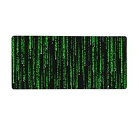 Green Matrix Printed Large Mouse Pad with Stitched Edges Non-Slip Base Mouse Mat Gaming Pad Laptop Desk Mat for for Gamer Office Home