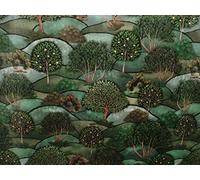 Green Meadow Velvet Curtain Upholstery Cushion Plush Soft Velvet Tree Fabric (Per Full Metre)