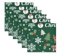 Green Merry Christmas Gold Snowflake harvest cloth dinner napkins decorative napkins cloth washable set of 6 servilletas de tela para tortillas