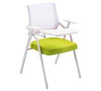 Green Mesh Folding Office Chair with Writing Board, Ergonomic Metal Frame, Ideal for Conference Rooms & Home Offices, Space-Saving Design, Comfortable Backrest
