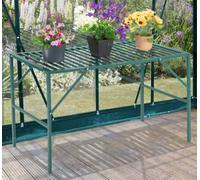 Green Metal 1 Tier Greenhouse Staging - Slatted Prefab Shelf, Easier Assembly, 4Ft (1.2M) Long