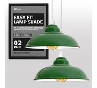 Green Metal Ceiling Lamp Shade - Easy Fit Light Pendant - 32cm Modern Ceiling Lighting Shade for Bedroom, Hallway, Office, Café, Restaurant - Industrial Light Shade Replacement Hanging Pendant