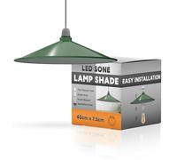 Green Metal Industrial Ceiling Pendant Light 40cm Modern Disc-Shaped Easy Fit Lamp Shade for Kitchen, Bedroom, Living Room - Durable Smooth Faces, Rust-Free Material - Suitable for Offices, Studios