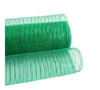 Green Metallic Deco Mesh Roll 25cm x 9.1m Length for Wreaths,Christmas, Crafting