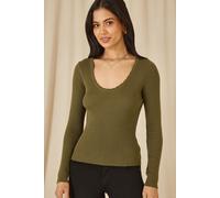 Green Metallic Knitted Ribbed Top Yumi Light Green S