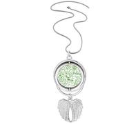 Green Microscope Cells Structure Biological Pendant Angel Wings Rotating Necklace Jewelry