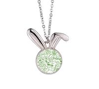Green Microscope Cells Structure Biological Rabbit Necklace Pendant Bunny Animal Jewelry Gift