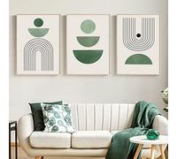 Green Mid Century Art Print Boho Abstract Geometric Wall Art Olive Green Pictures Minimalist Circle Geometric Line Art Black Line Abstract Art Boho Abstract Wall Art Green for Bedroom 16x24inx3 No