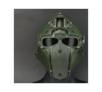 (Green) Military Airsoft Full Face Helmet Safety Tactical Adjustable CS Mask Shooting Helmet Mask Head Protector Outdoor Hunting