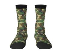 Green Military Camo Color-Clash Mid-Calf Socks - Bold Full-Print Design With Black Toe Contrast For Unmatched Style And Comfort