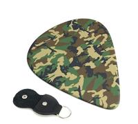 Green Military Camo Guitar Picks, 6 Pcs Guitar Plectrums double-sided printing, suitable for acoustic, electric and bass guitars, including 0.46 mm 0.71 mm 0.96 mm