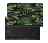 Green Military Camo Passport Holder Passport Wallet Document Organizer Protector PU Leather Card Slot Travel Accessories