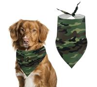 Green Military Camo Pet Scarf Adjustable Pet Accessories Triangular Scarf Washable Floral Print Puppy Bib Bandana Stylish Comfortable Cat Scarves for Holiday Scarfs