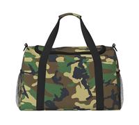 Green Military Camo Print Ample Space Travel Duffle Bag Stylish with Waterproof Zipper for Airplane Gym
