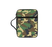 Green Military Camo Print Bible Cover Lightweight Tablet Sleeve Durable Makeup Bag Pencil Case for Church School Travel