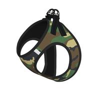 Green Military Camo Print Pet Leash Vest Soft Adjustable Step in Puppy Vest Outdoor Walking with Leash