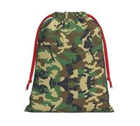 Green Military Camo Print Ultra Soft Plush Drawstring Gift Bag, Xmas Party Candy Treat Favors, Christmas Holiday Sacks, Wedding Jewelry Pouches