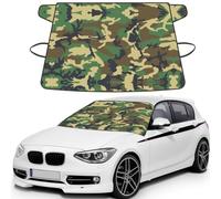 Green Military Camo Printed Portable Windshield Wrap, Foldable Winter Ice Shield, Reinforced Flap Auto Protector