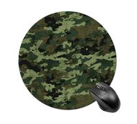 Green Military Camo Round Mouse Pad 7.8 Inch, Portable Gaming Mouse Mat with Non-Slip Rubber Base & Smooth Surface, Waterproof Mousepad for PC, Laptop, Computer, Office, Home