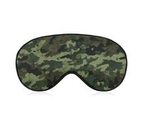 Green Military Camo Sleep Mask for Women Men, Soft Eye Mask with Adjustable Strap for Sleeping, Light Blocking Travel Blindfold for Nap Comfortable Eye Cover for Home Office