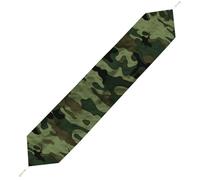 Green Military Camo Table Runner for Dining Table, Short Plush Runners Washable & Durable Tablerunner Modern Home Decor for Wedding, Kitchen, Holiday 200*33cm