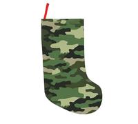 Green Military Camouflage Printed Modern Patchwork Christmas Stocking ¨C 18in Washable Holiday Sock for Family, Kids & Home Decor