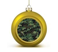 Green Military Pattern Christmas Balls Ornaments 4PCS Christmas Tree Hanging Ball Personalization Golden-Style Xmas Trees Ball Pendant for Holiday Party Decoration Supplies