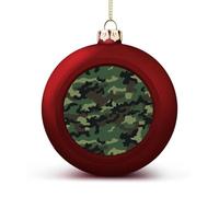 Green Military Pattern Christmas Balls Ornaments 4PCS Christmas Tree Hanging Ball Personalization Red-Style Xmas Trees Ball Pendant for Holiday Party Decoration Supplies