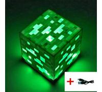 (Green) Minecraft LED light Childrens Night Lights Toys Block Lamp Brownstone Torch