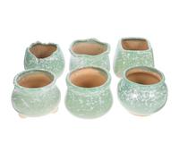 Green Mini Ceramic Succulent Plant Flower Pot 6pcs for Home Backyard