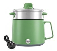 Green Mini Electric Hot Pot 1.7L with Steamer, Non Stick Cooker for Noodles | Compact design, easy daily cooking, versatile meal preparation, ideal for dorms, offices and small kitchens
