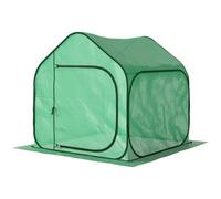 Green Mini Pop Up Greenhouse W/ Reinforced Pe Cover Zipper Door